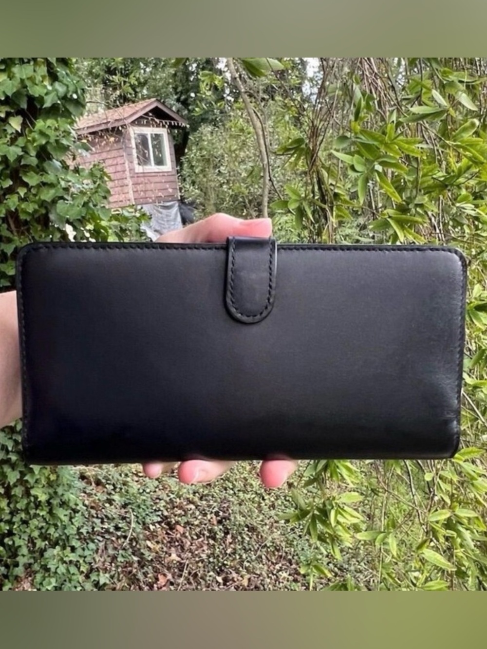 COACH Slim Wallet Credit Card Holder Black Smooth Leather w Gold Hardware - Picture 2 of 10